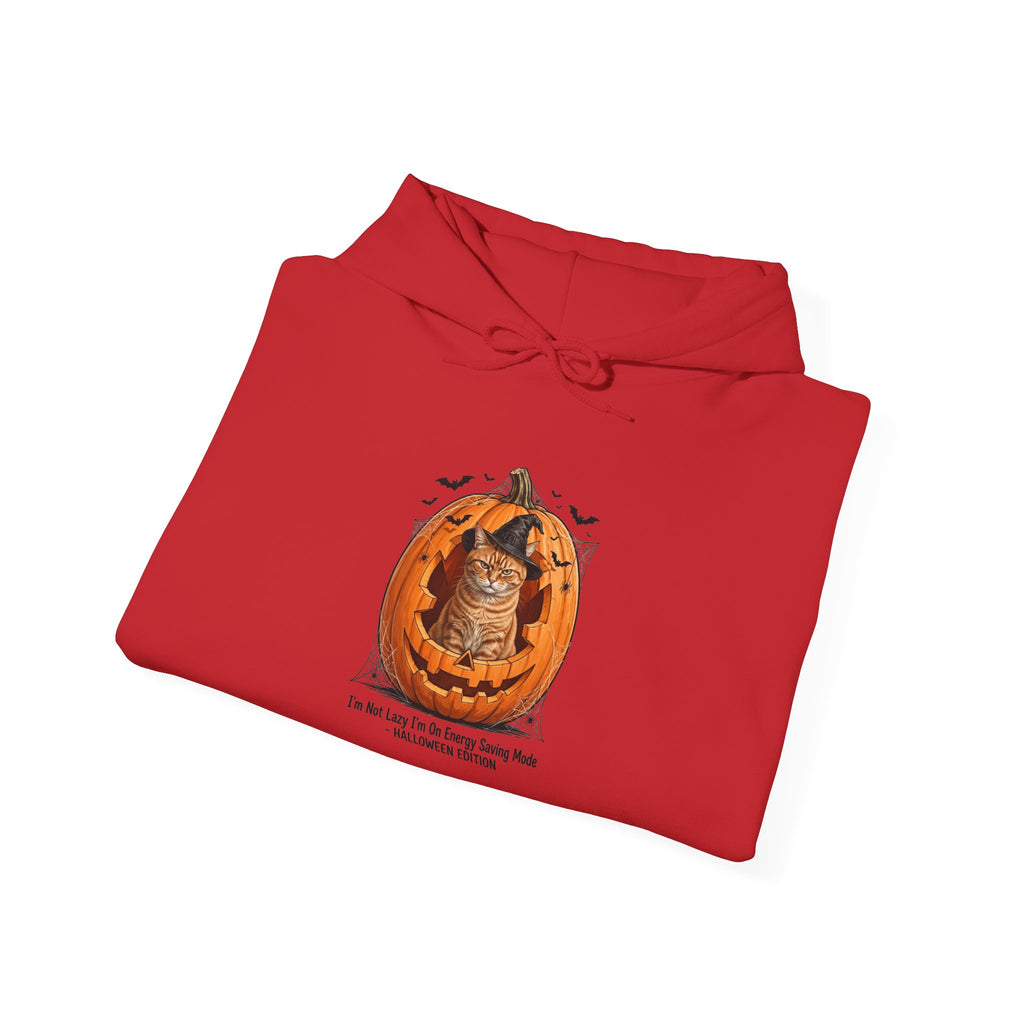 Unisex Halloween Cat T-Shirt - I'm Not Lazy Energy Saving Mode - Pumpkin Cat Witch