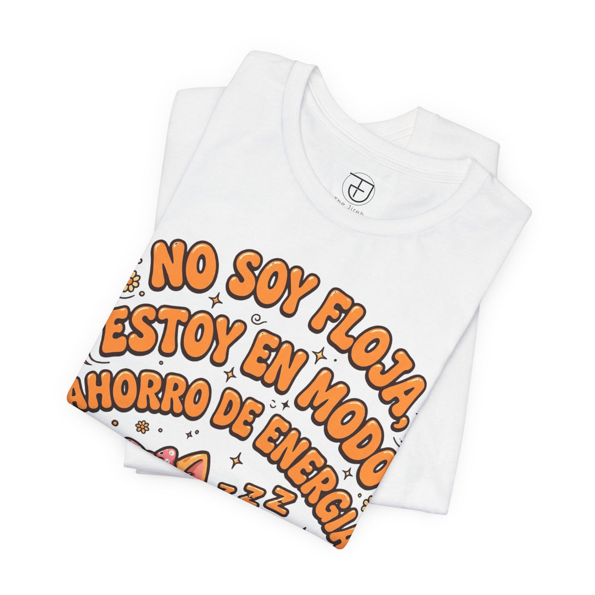 Polera Gato Naranja - No Soy Floja - Modo Ahorro Energía