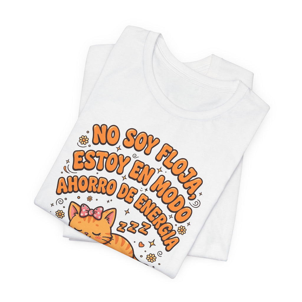 Polera Gato Naranja - No Soy Floja - Modo Ahorro Energía