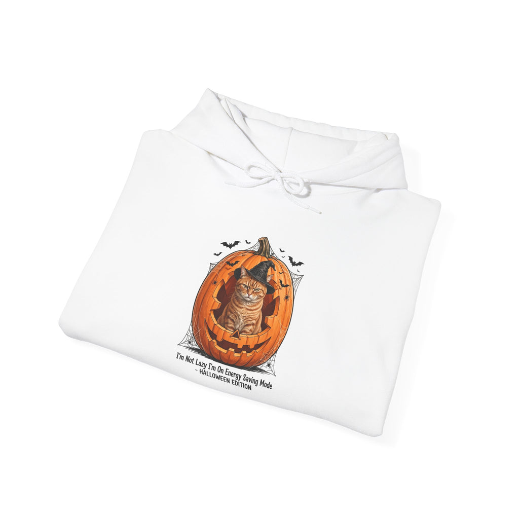 Unisex Halloween Cat T-Shirt - I'm Not Lazy Energy Saving Mode - Pumpkin Cat Witch