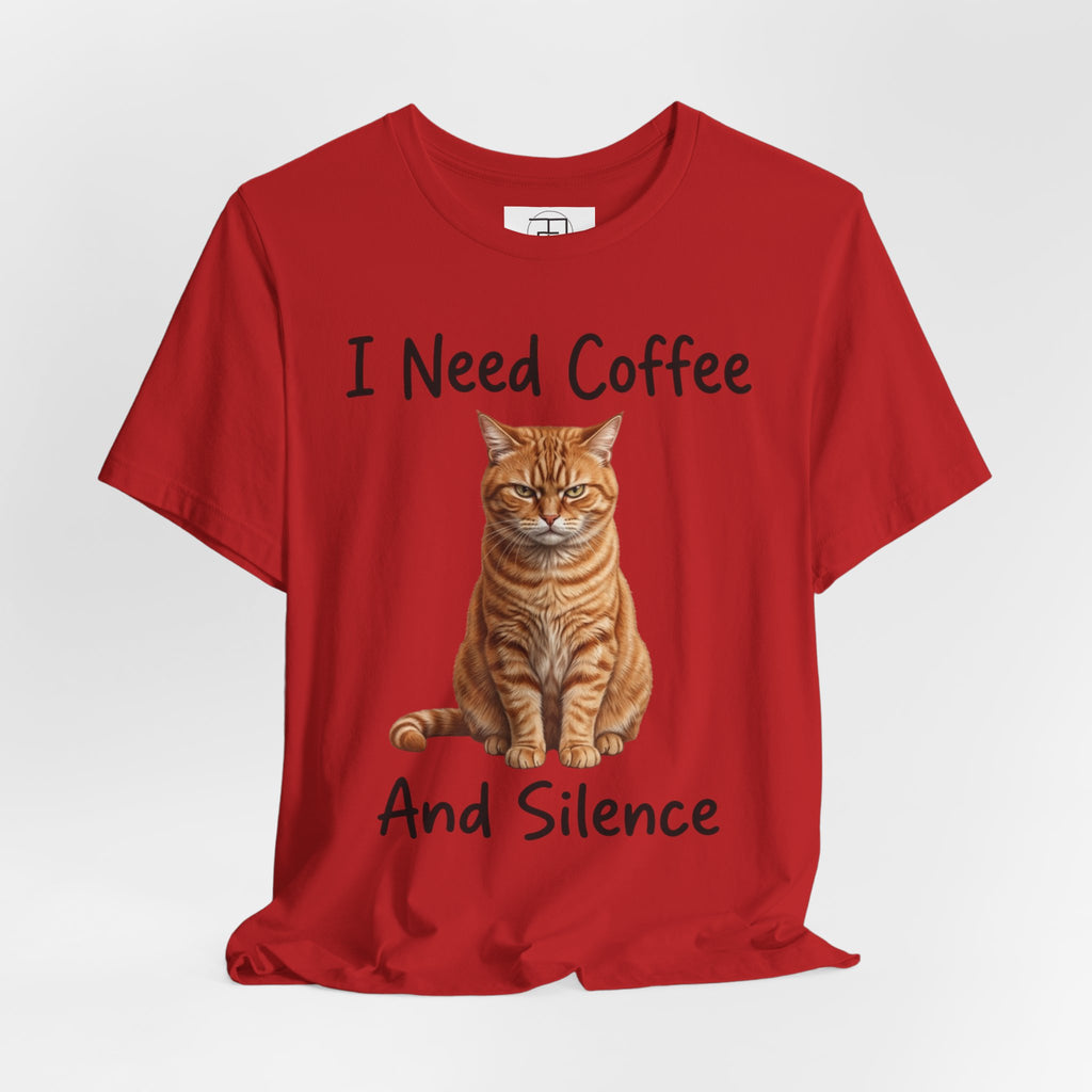 I Need Coffee And Silence - Orange Cat Unisex T-Shirt
