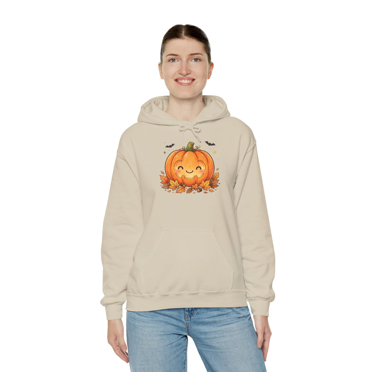 Cute Halloween Pumpkin Sweatshirt - Fall Pumpkin  Hoodie - Cozy Autumn Pumpkin Bats Sweatshirt