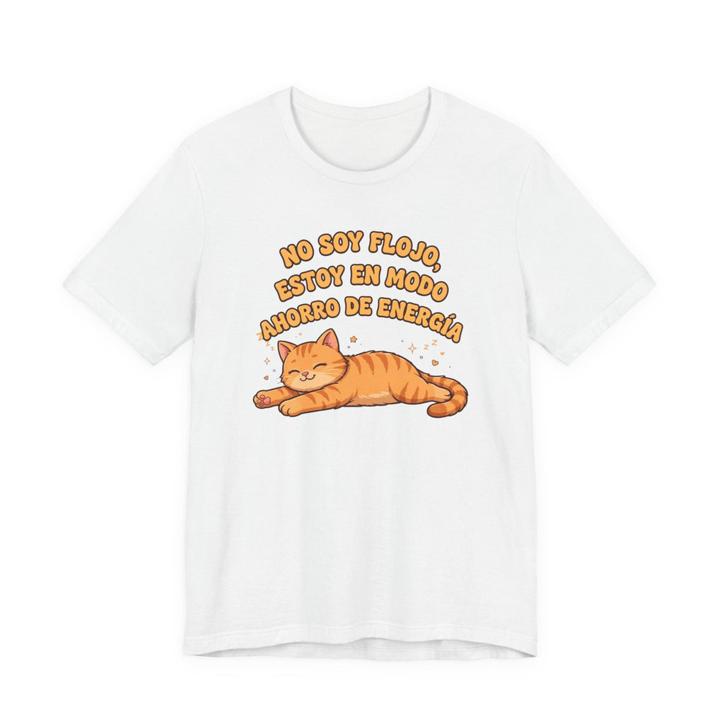 Polera Gato Naranja - No Soy Flojo - Modo Ahorro Energía
