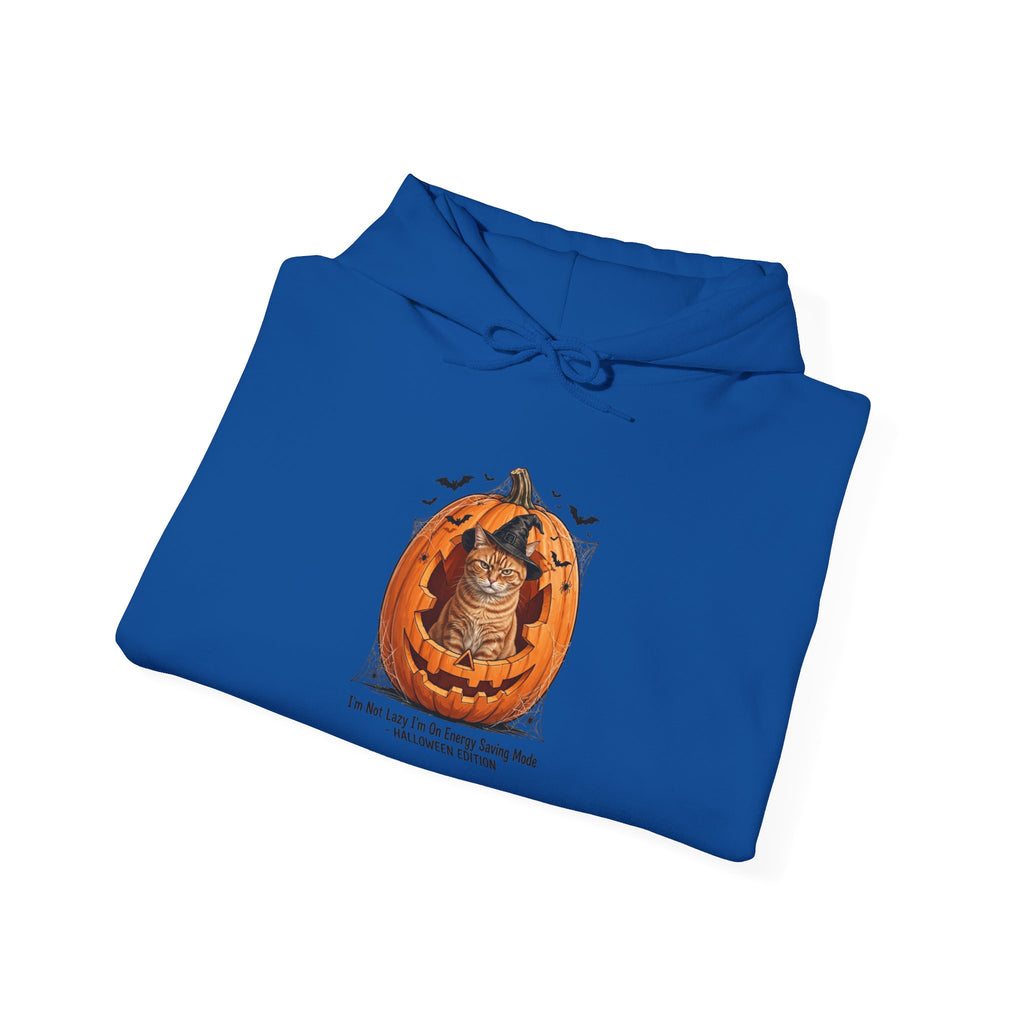 Unisex Halloween Cat T-Shirt - I'm Not Lazy Energy Saving Mode - Pumpkin Cat Witch