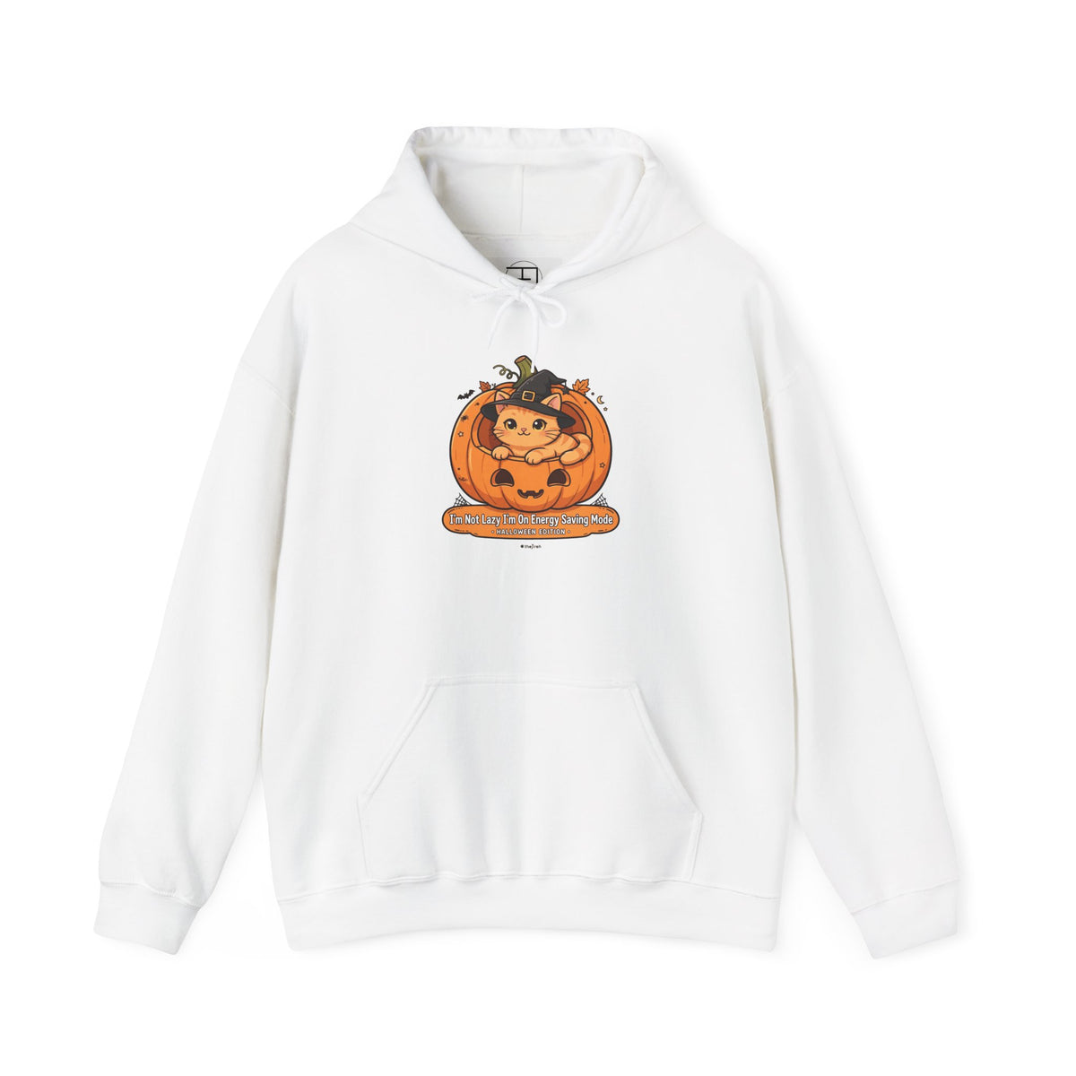 Unisex Halloween Cat T-Shirt - I'm Not Lazy Energy Saving Mode - Pumpkin Cat Witch