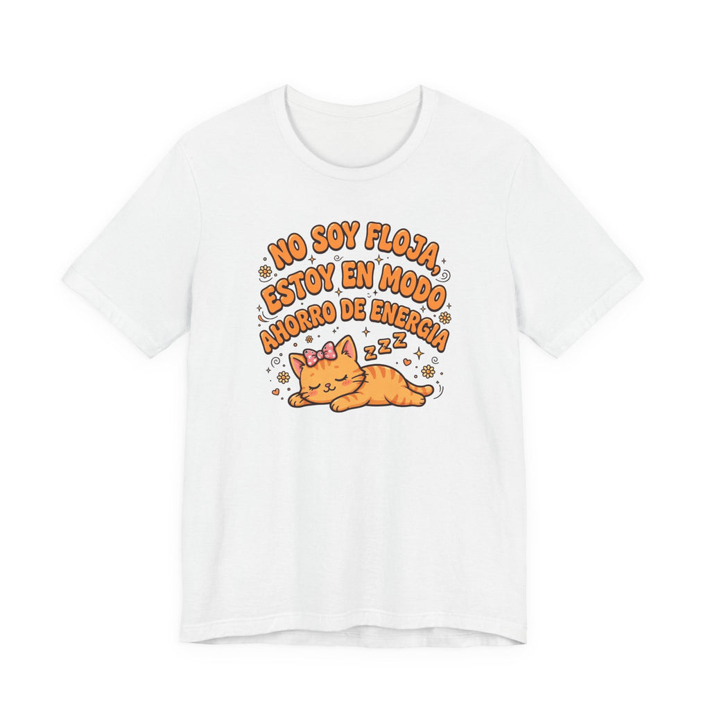 Polera Gato Naranja - No Soy Floja - Modo Ahorro Energía