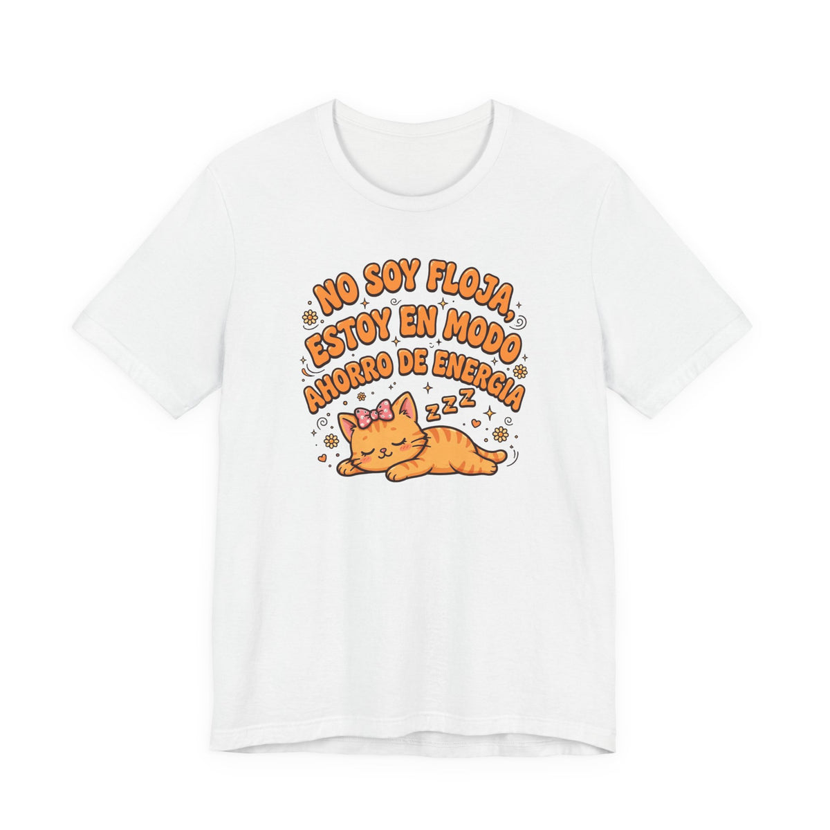 Polera Gato Naranja - No Soy Floja - Modo Ahorro Energía