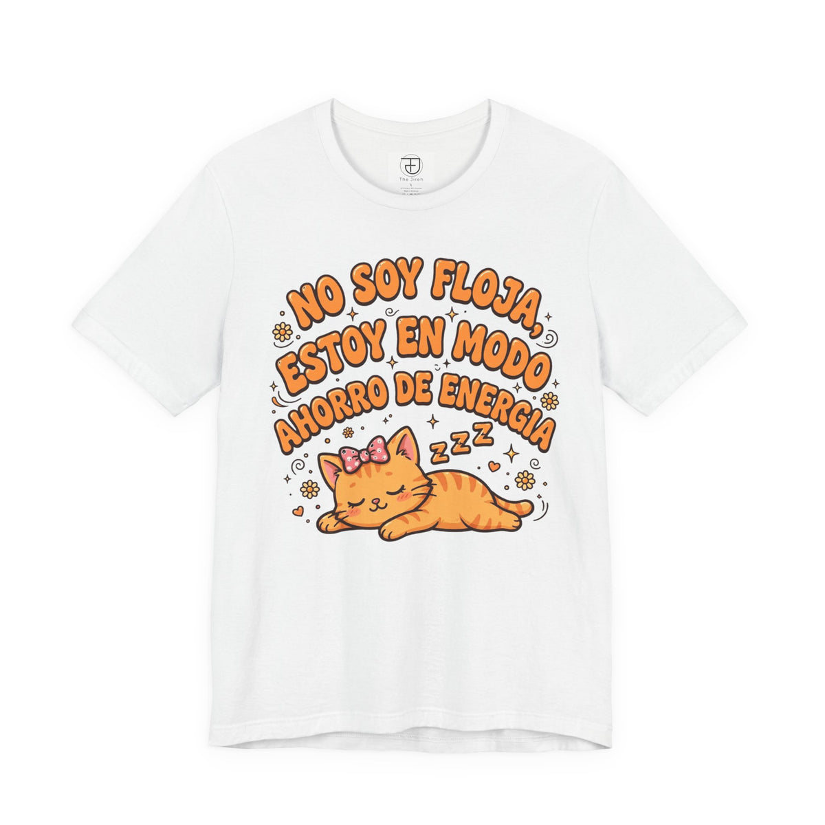 Polera Gato Naranja - No Soy Floja - Modo Ahorro Energía