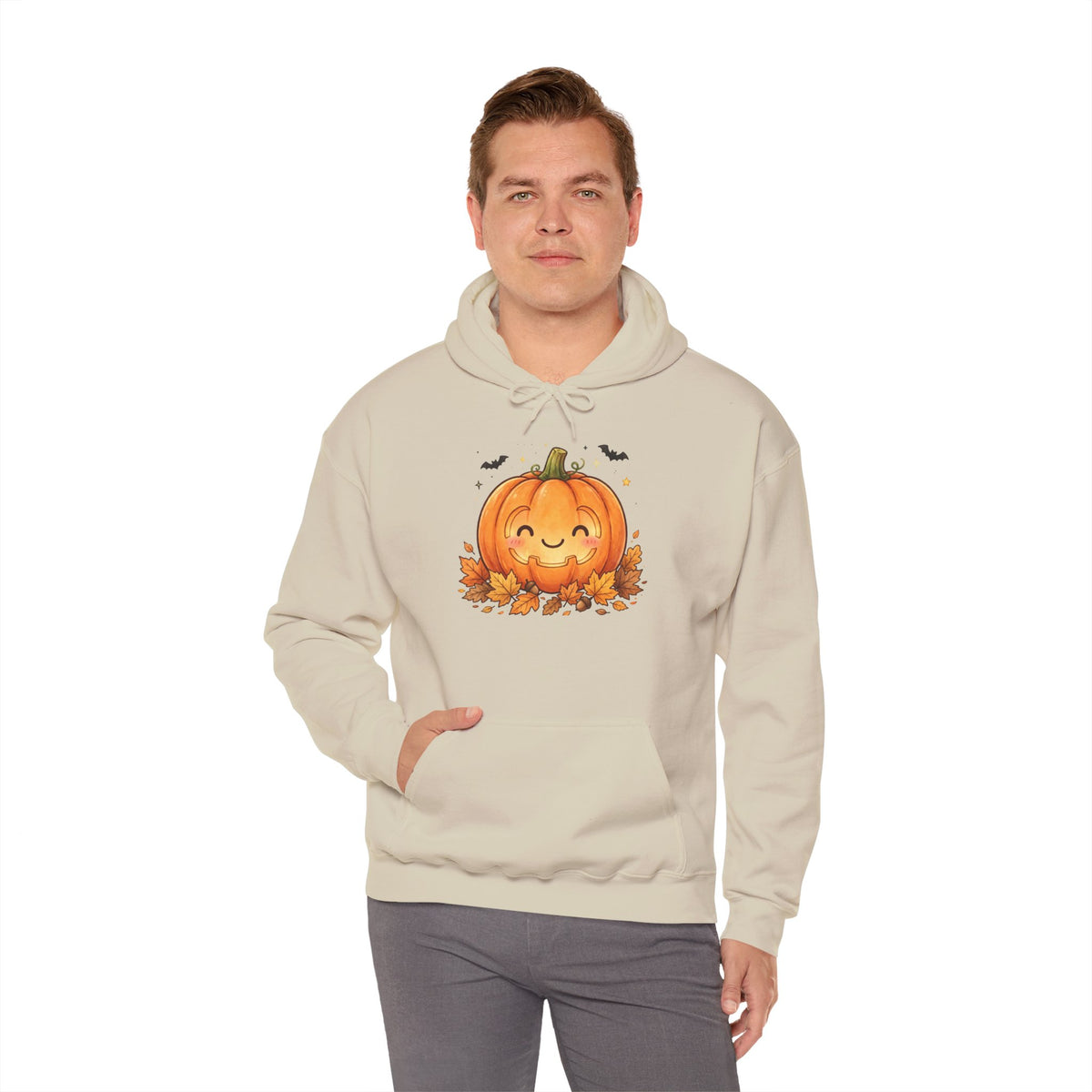 Cute Halloween Pumpkin Sweatshirt - Fall Pumpkin  Hoodie - Cozy Autumn Pumpkin Bats Sweatshirt