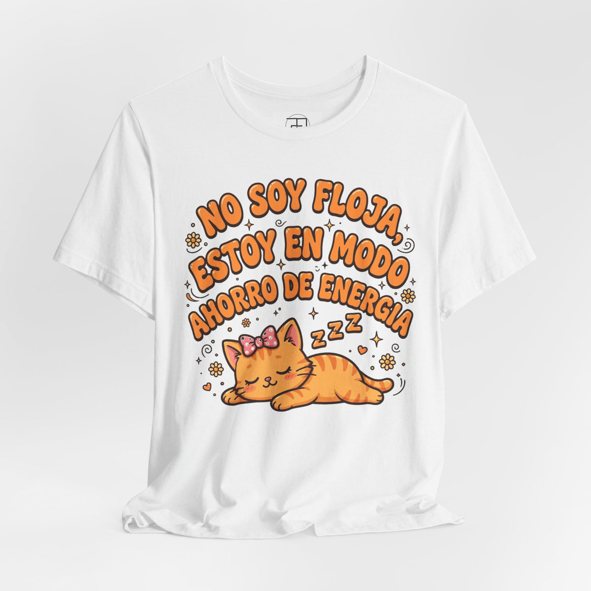 Polera Gato Naranja - No Soy Floja - Modo Ahorro Energía