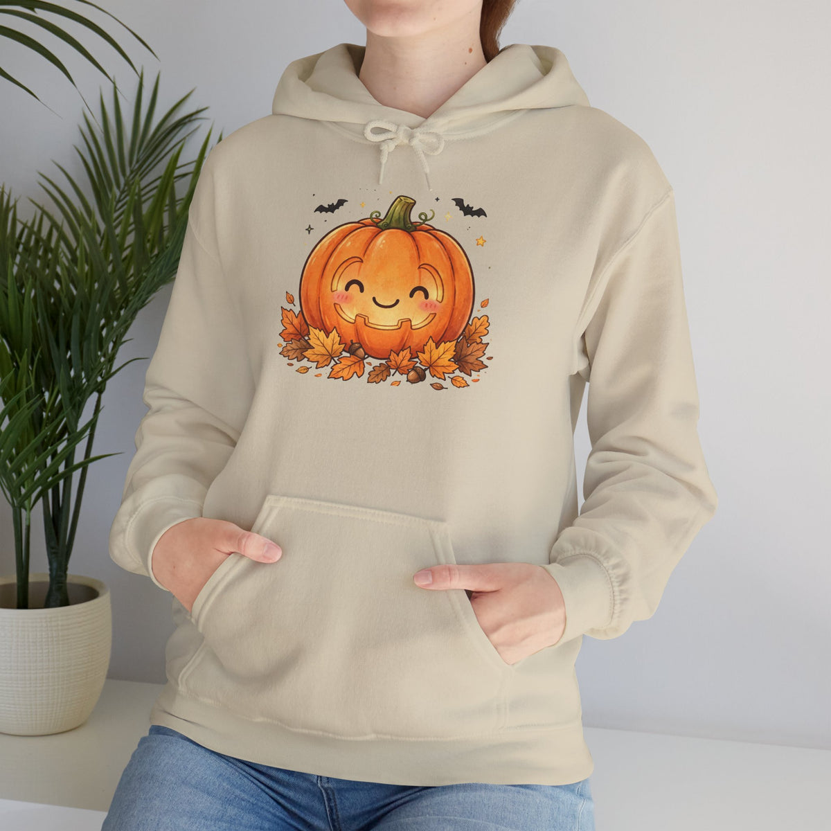Cute Halloween Pumpkin Sweatshirt - Fall Pumpkin  Hoodie - Cozy Autumn Pumpkin Bats Sweatshirt