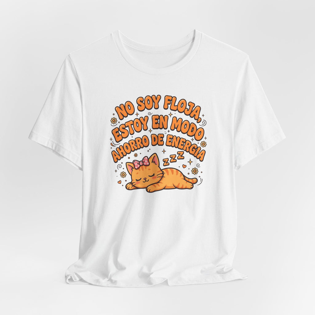Polera Gato Naranja - No Soy Floja - Modo Ahorro Energía