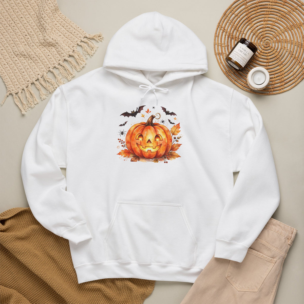 Cute Halloween Pumpkin Bats Sweatshirt - Fall Jack 0 Lantern Psalm 23:4
