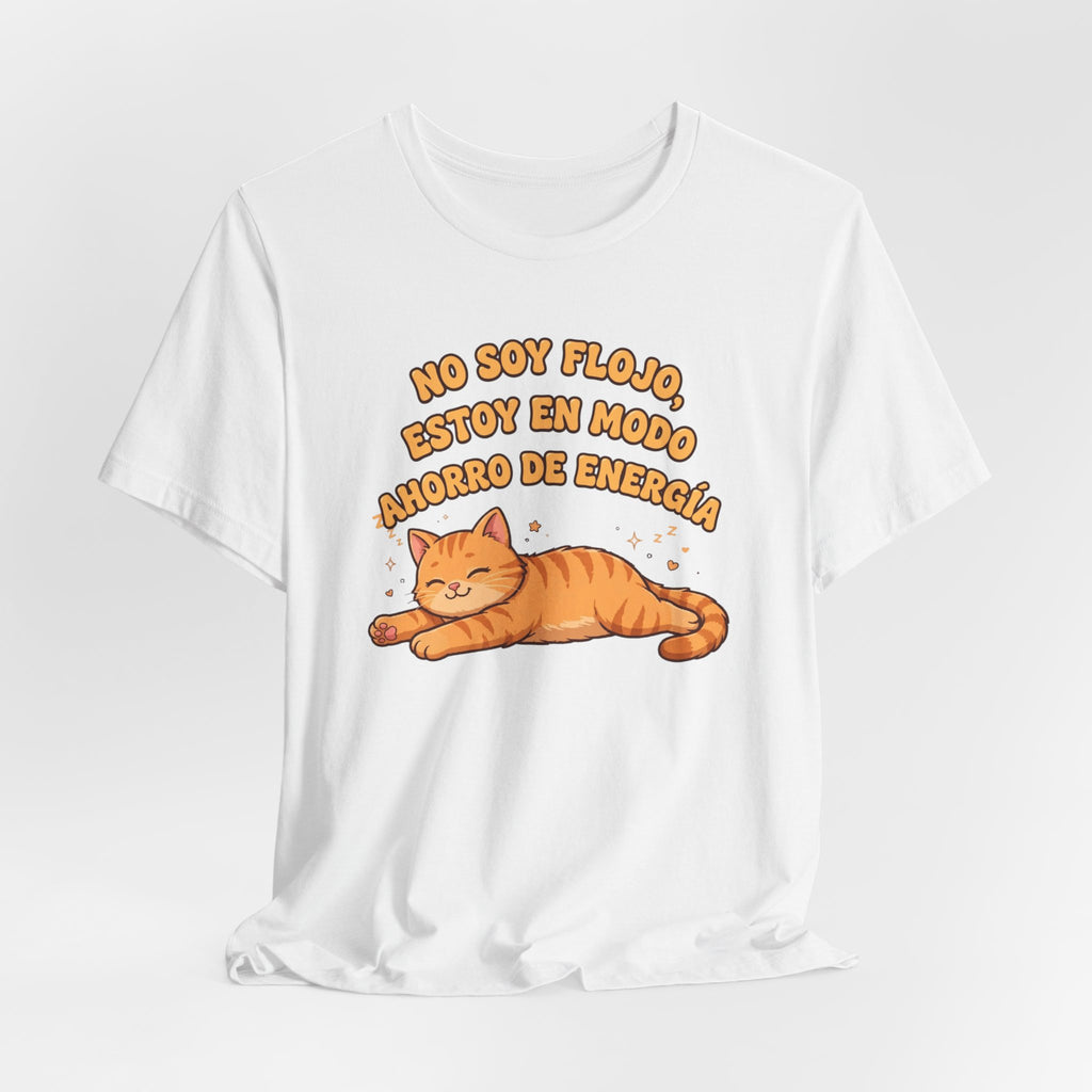 Polera Gato Naranja - No Soy Flojo - Modo Ahorro Energía