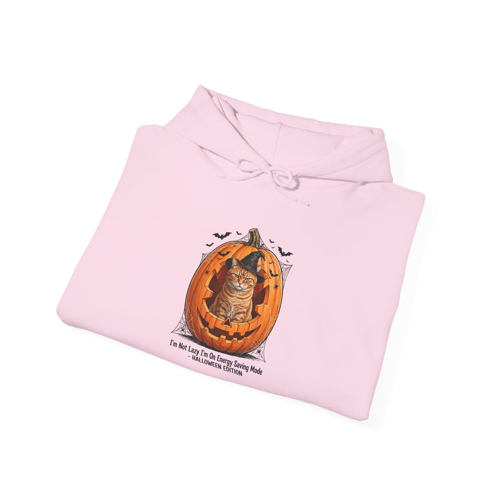 Unisex Halloween Cat T-Shirt - I'm Not Lazy Energy Saving Mode - Pumpkin Cat Witch