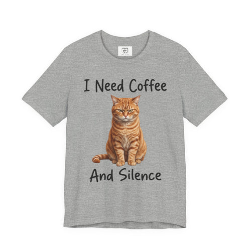 I Need Coffee And Silence - Orange Cat Unisex T-Shirt