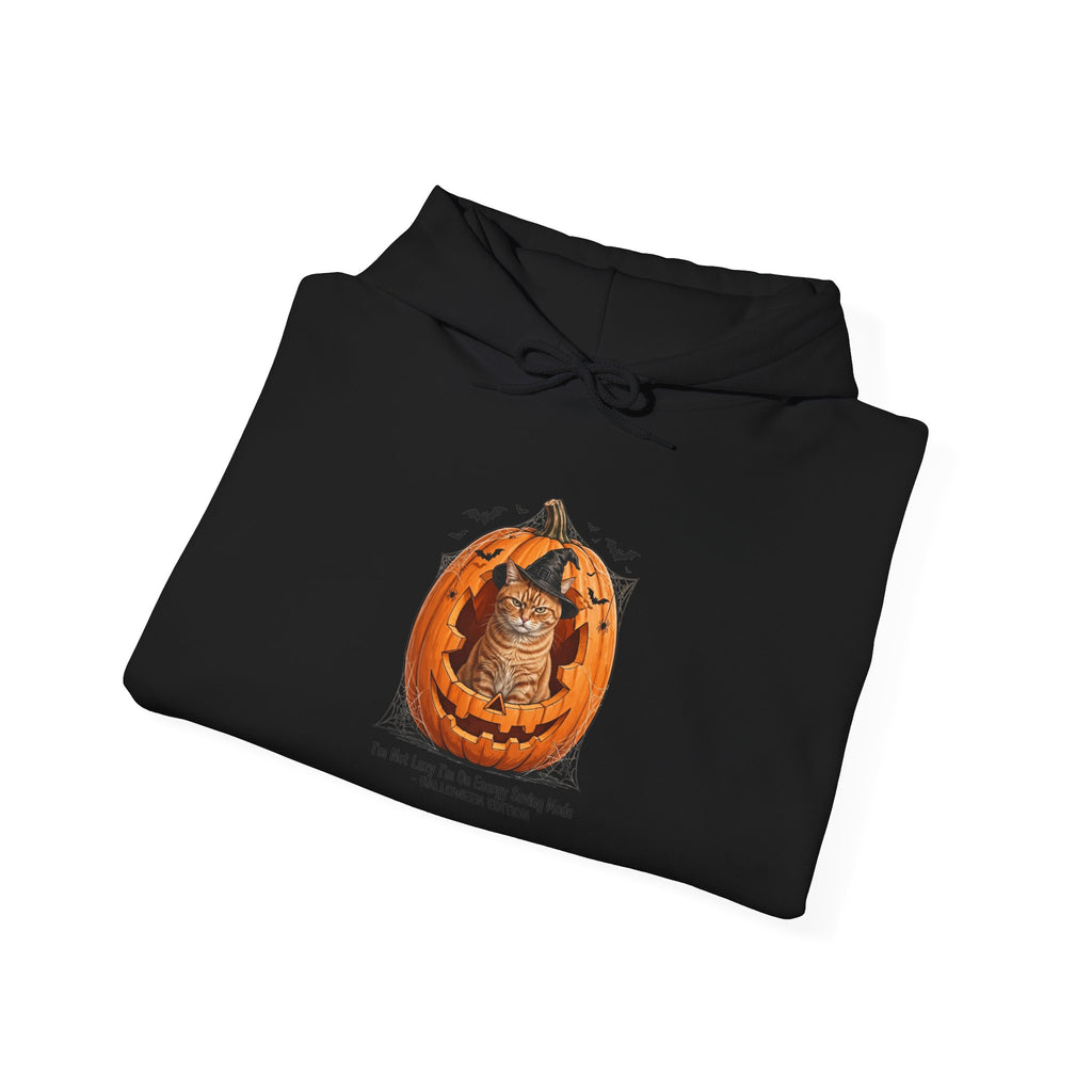 Unisex Halloween Cat T-Shirt - I'm Not Lazy Energy Saving Mode - Pumpkin Cat Witch